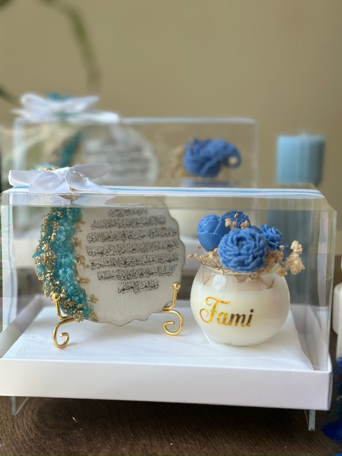 Resin Plate and Candle Bouquet Hamper