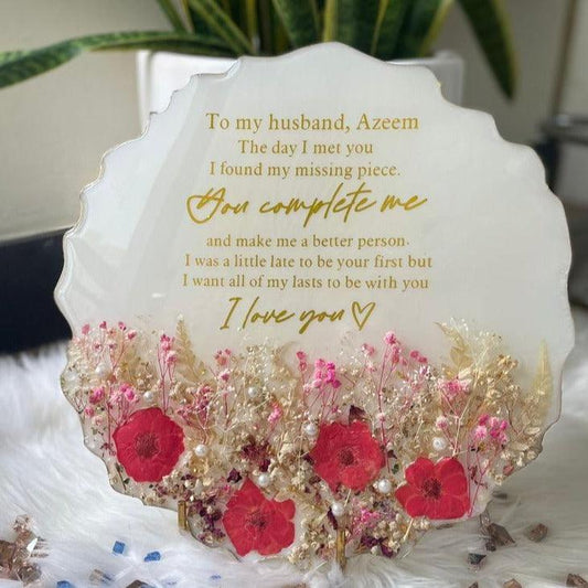 Resin Display Plate with Preserved Flowers