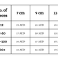 View of graduation resin coaster table showing No of pcs,Sizes and price