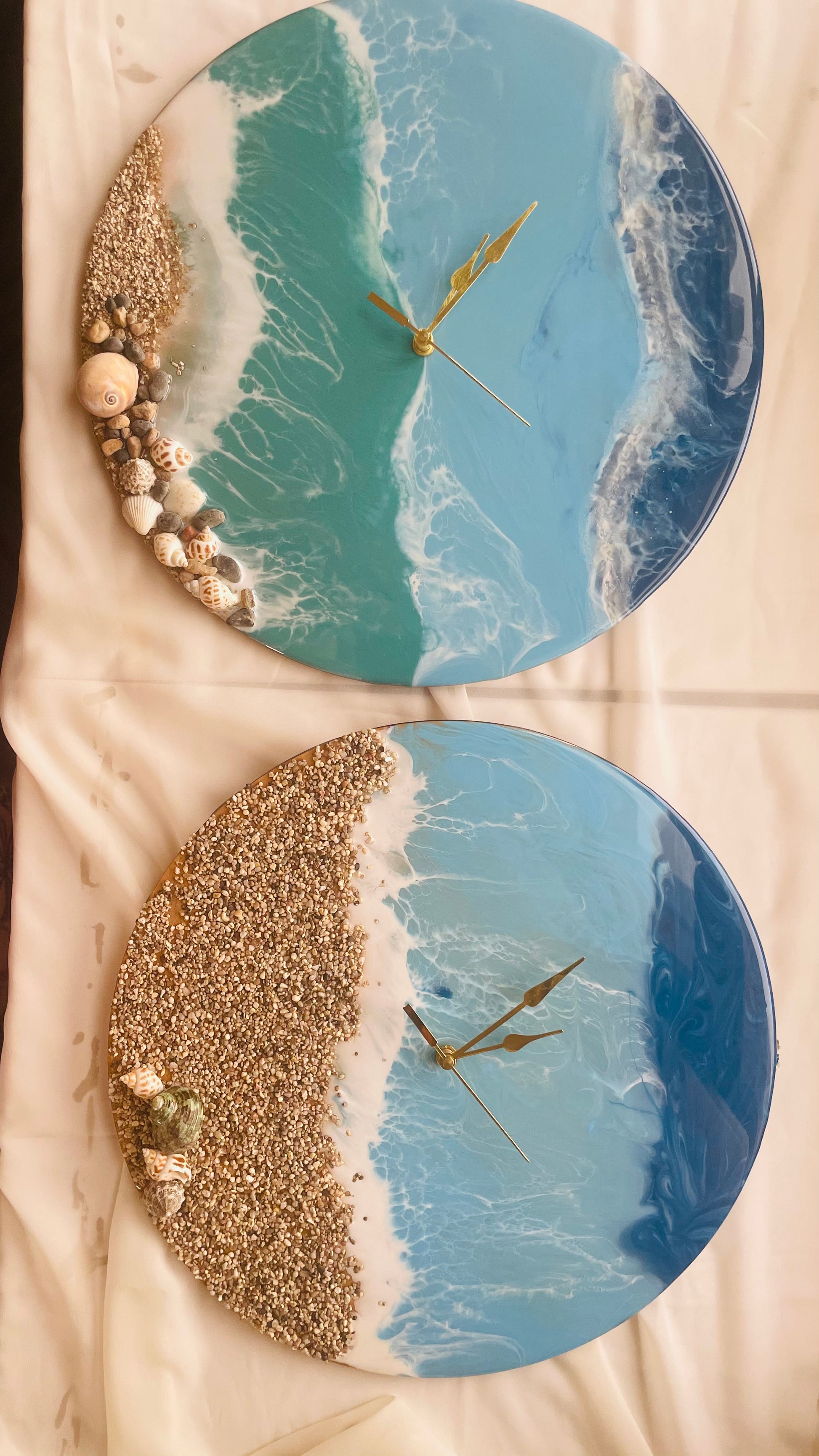 Top view of 2 Ocean resin coasters