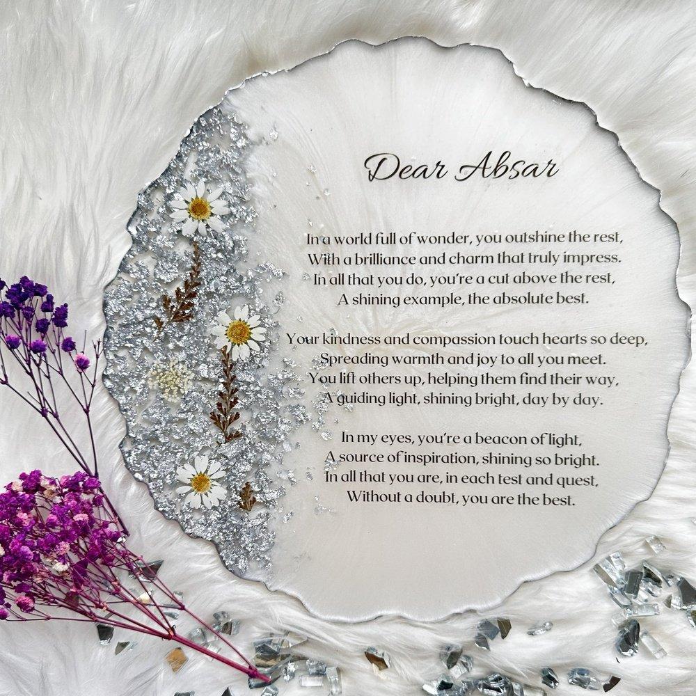 Resin Display Plate with Preserved Flowers