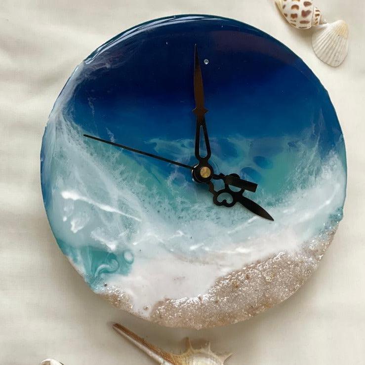 Top view of ocean theme resin table clock